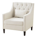 Fauteuil d'appoint capitonné en tissu avec coussin lombaire – Beige