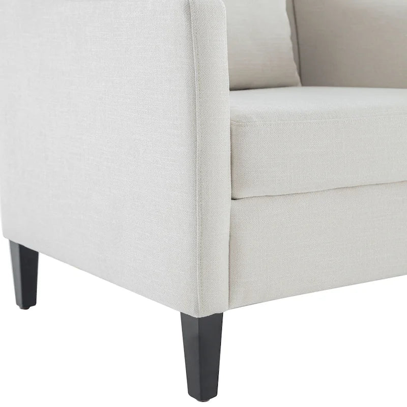 Fauteuil d'appoint capitonné en tissu avec coussin lombaire – Beige