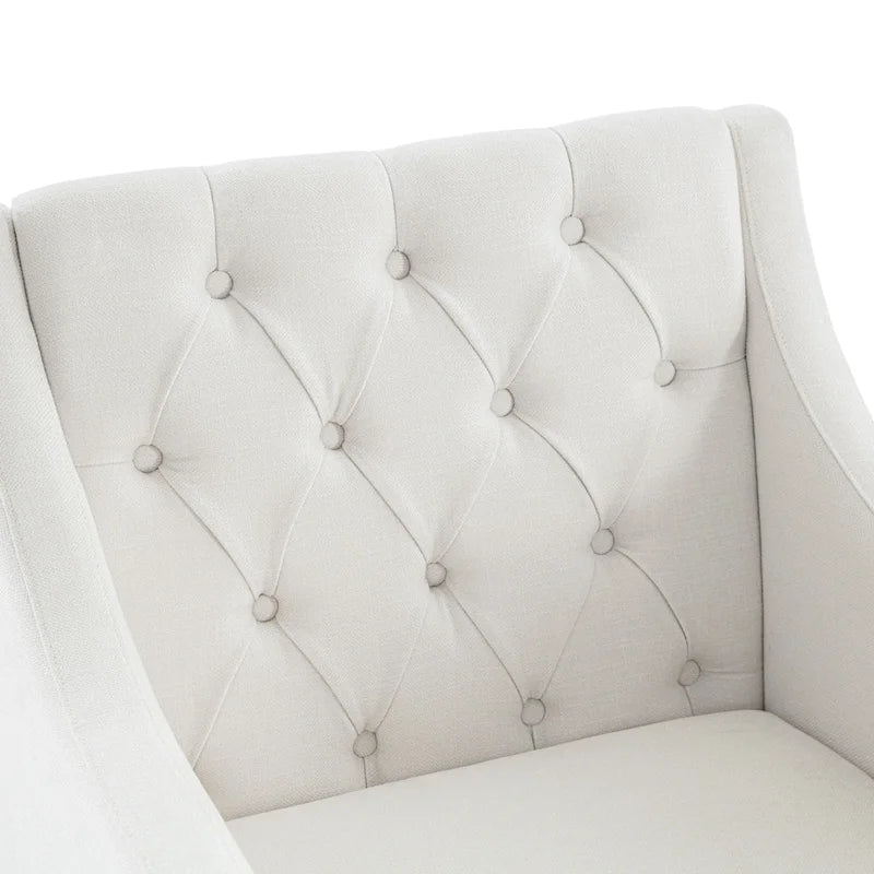 Fauteuil d'appoint capitonné en tissu avec coussin lombaire – Beige
