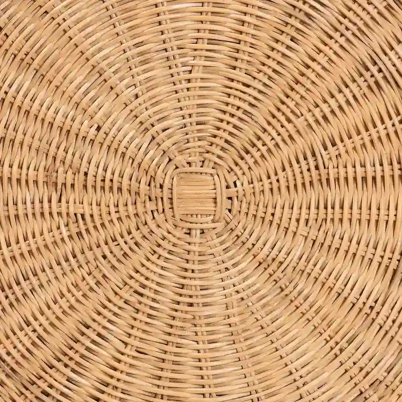 Table d'appoint ronde en rotin naturel tressé avec base à piédestal festonnée