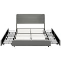 Lit rembourré de taille Queen avec 4 tiroirs de rangement et tête de lit en lin