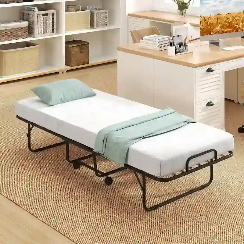 Lit pliant d'appoint avec matelas en mousse à mémoire de forme et gel – Taille jumeau
