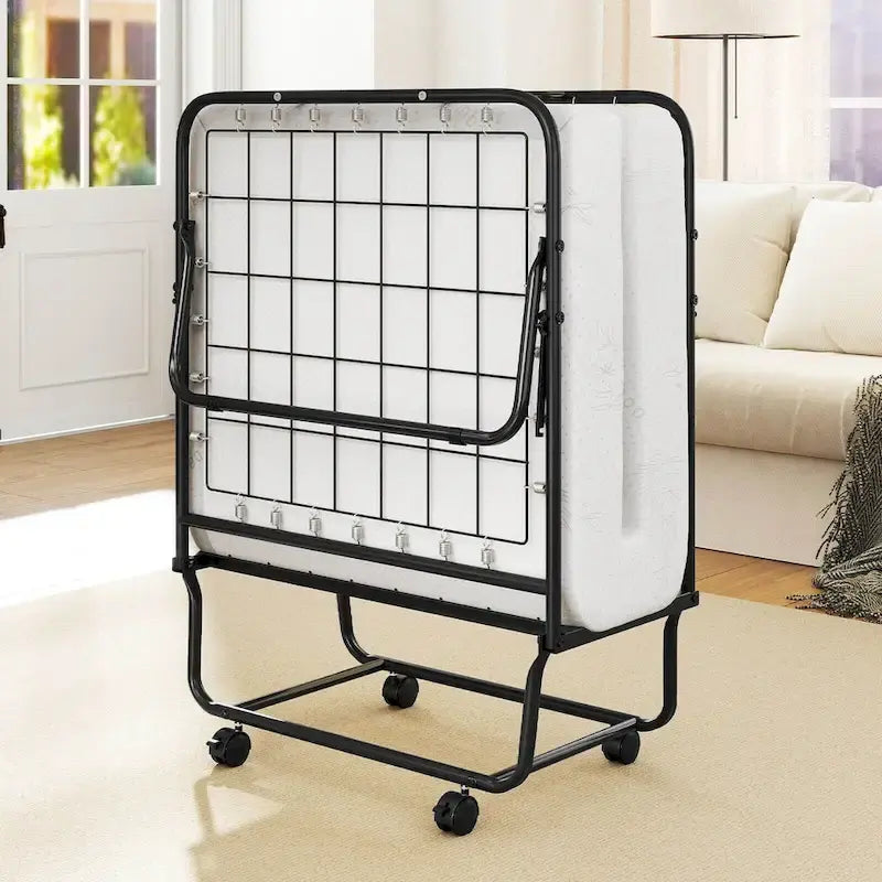 Lit pliant d'appoint avec matelas en mousse à mémoire de forme et gel – Taille jumeau