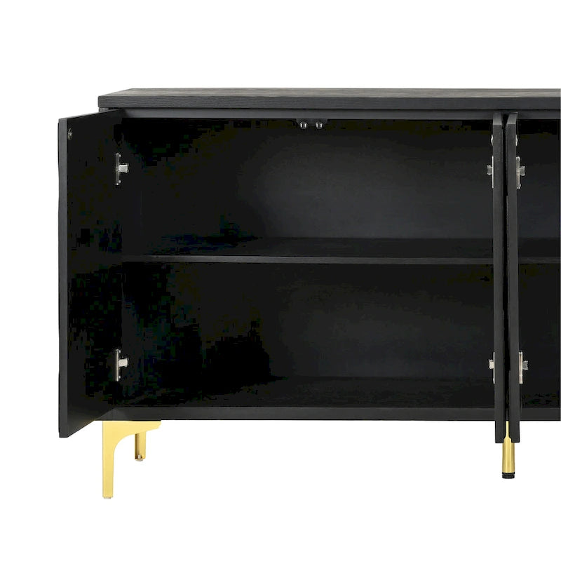 Buffet bahut en placage de bois de 60 po avec 4 portes à ouverture par pression