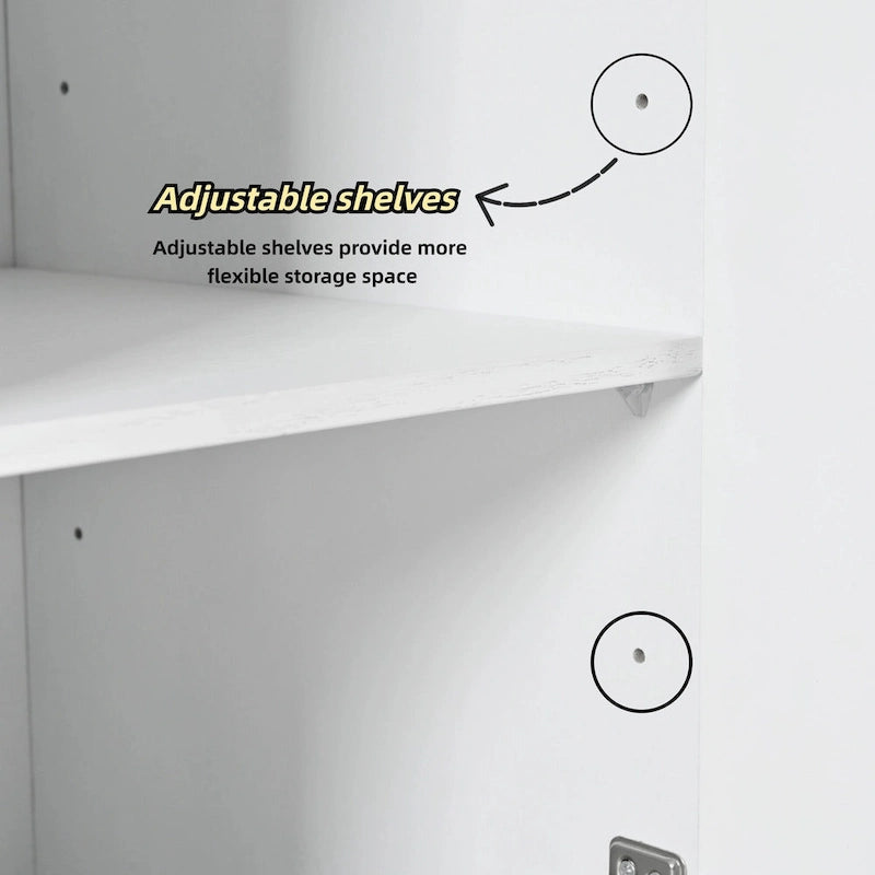 Buffet bahut en placage de bois de 60 po avec 4 portes à ouverture par pression