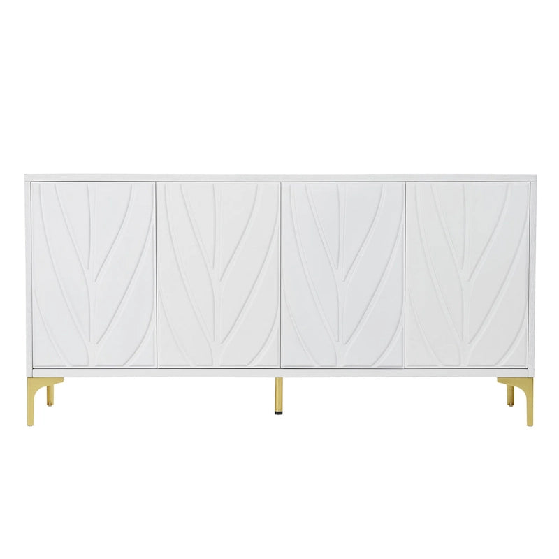 Buffet bahut en placage de bois de 60 po avec 4 portes à ouverture par pression