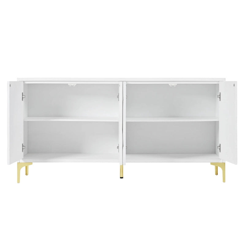 Buffet bahut en placage de bois de 60 po avec 4 portes à ouverture par pression