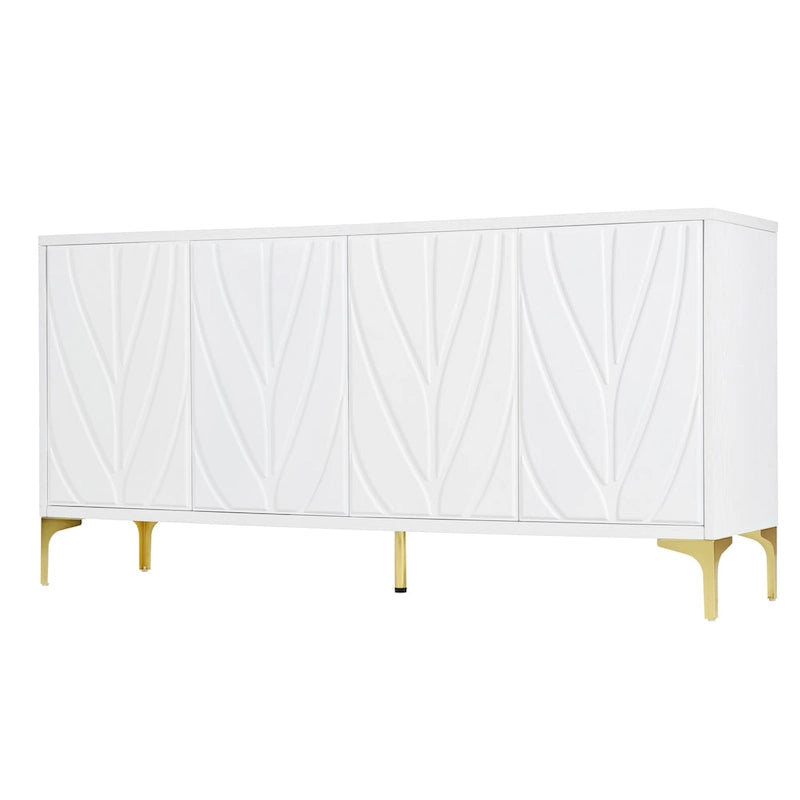 Buffet bahut en placage de bois de 60 po avec 4 portes à ouverture par pression
