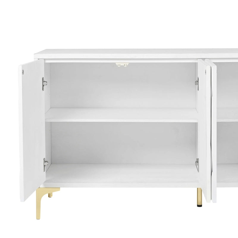 Buffet bahut en placage de bois de 60 po avec 4 portes à ouverture par pression