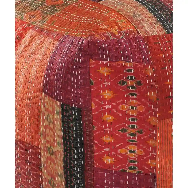 Pouf carré patchwork, 24 po – Rouge