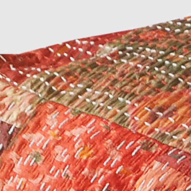 Pouf carré patchwork, 24 po – Rouge
