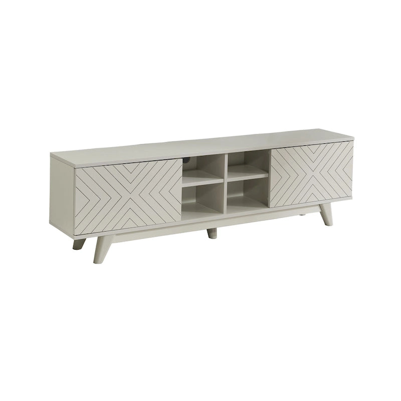 Meuble TV Mid-Century Modern avec meuble à deux portes et étagères ouvertes