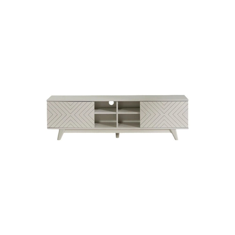 Meuble TV Mid-Century Modern avec meuble à deux portes et étagères ouvertes
