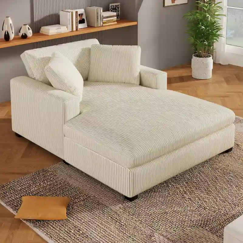 Chaise longue en tissu surdimensionnée – Beige