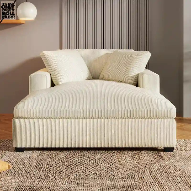 Chaise longue en tissu surdimensionnée – Beige