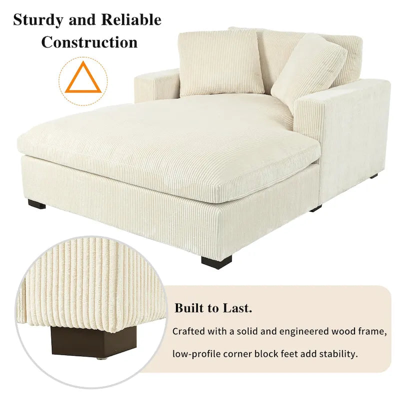 Chaise longue en tissu surdimensionnée – Beige