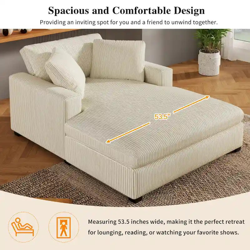 Chaise longue en tissu surdimensionnée – Beige