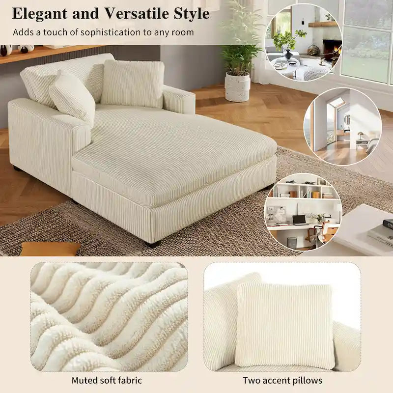 Chaise longue en tissu surdimensionnée – Beige
