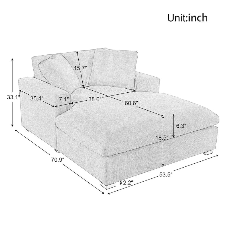 Chaise longue en tissu surdimensionnée – Beige