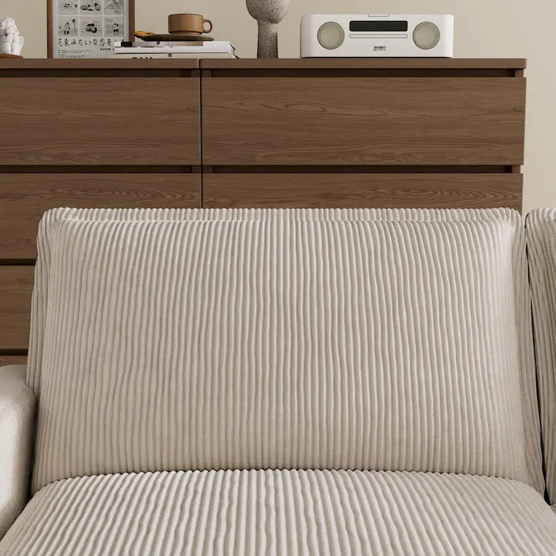 Grand canapé 4 places en velours côtelé avec assise profonde et pouf amovible – 261 cm