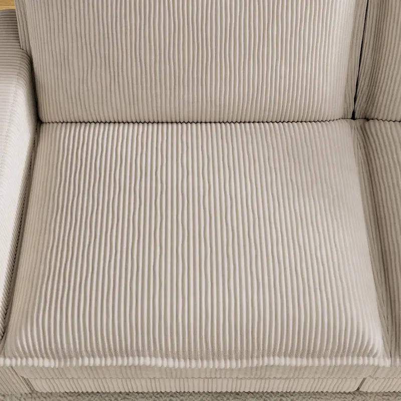 Grand canapé 4 places en velours côtelé avec assise profonde et pouf amovible – 261 cm