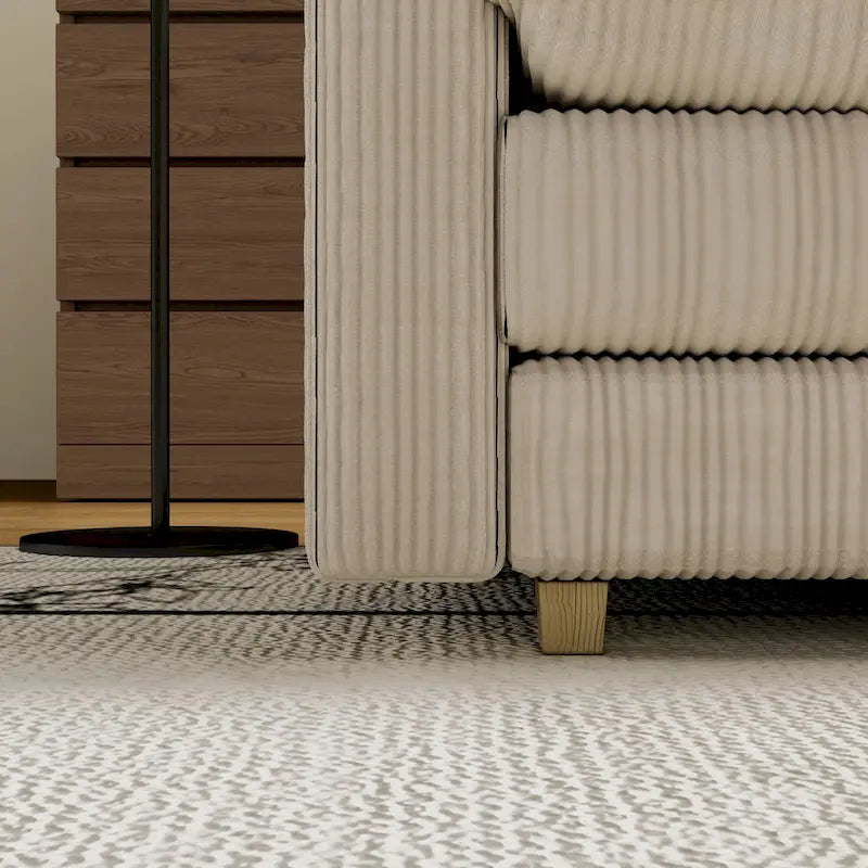 Grand canapé 4 places en velours côtelé avec assise profonde et pouf amovible – 261 cm