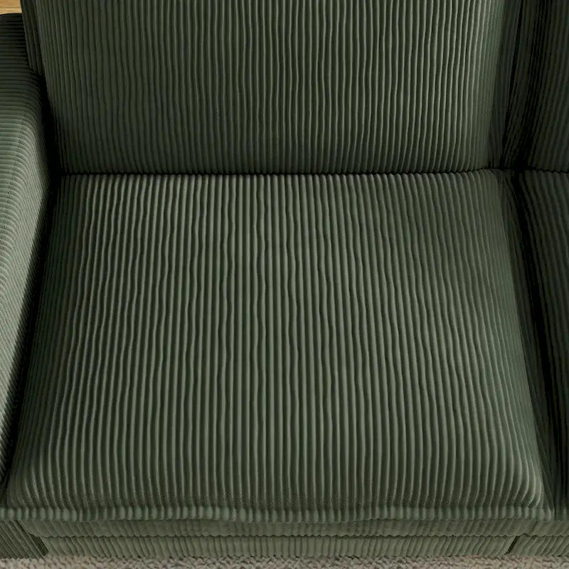 Grand canapé 4 places en velours côtelé avec assise profonde et pouf amovible – 261 cm