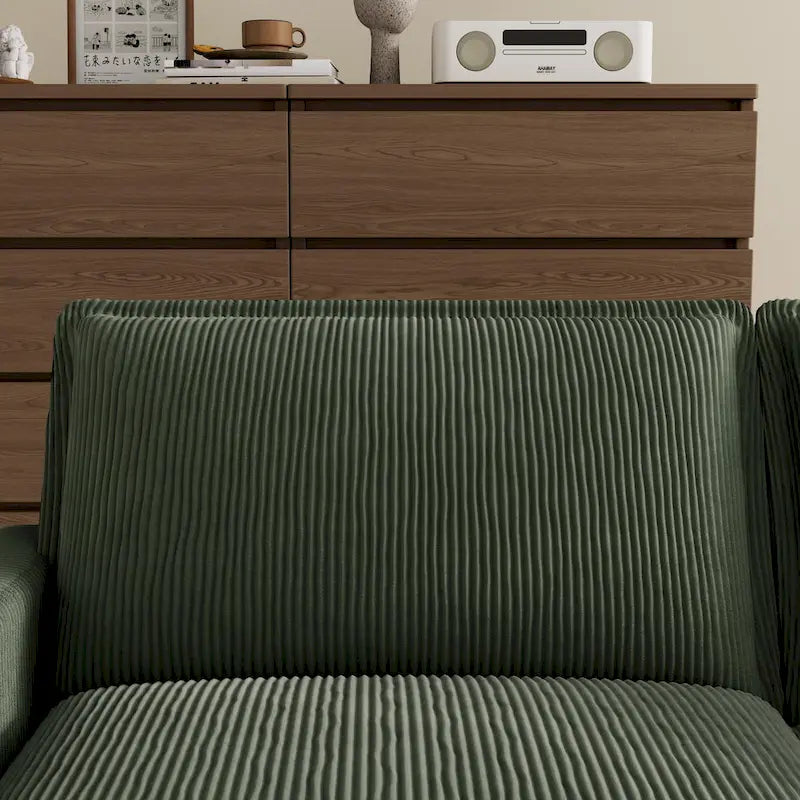 Grand canapé 4 places en velours côtelé avec assise profonde et pouf amovible – 261 cm