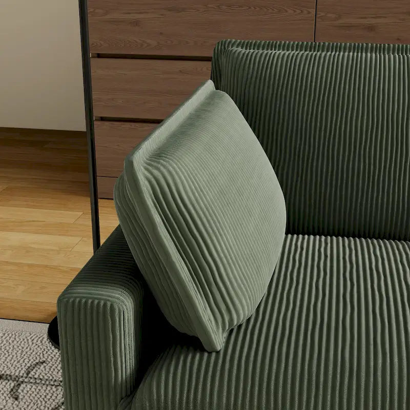 Grand canapé 4 places en velours côtelé avec assise profonde et pouf amovible – 261 cm