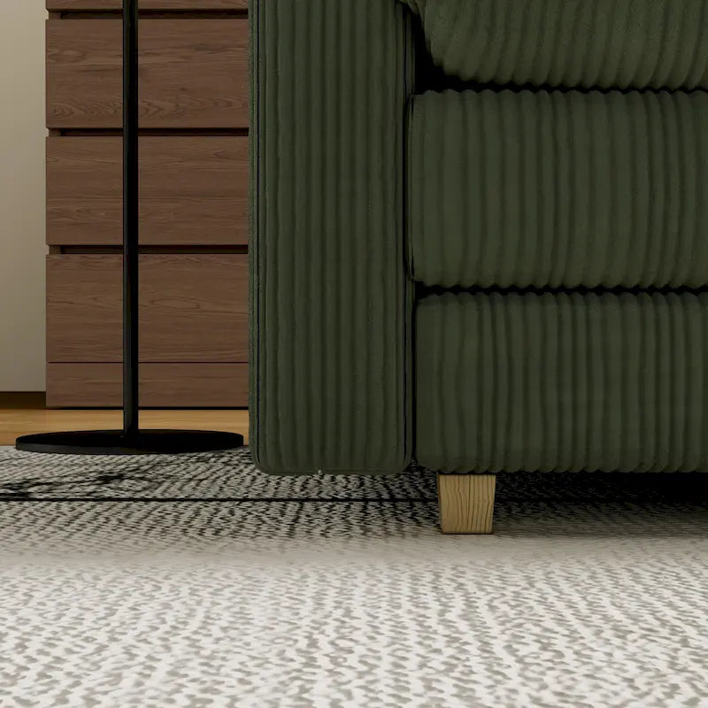 Grand canapé 4 places en velours côtelé avec assise profonde et pouf amovible – 261 cm
