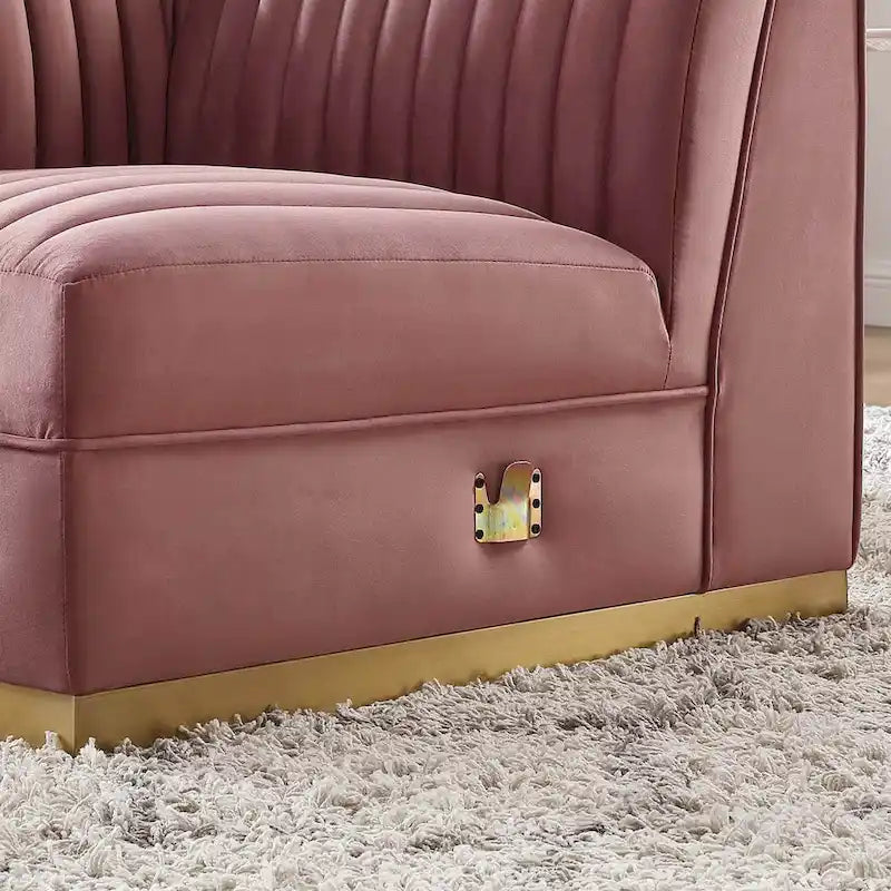 Fauteuil d'angle gauche en velours — Piètement en acier doré