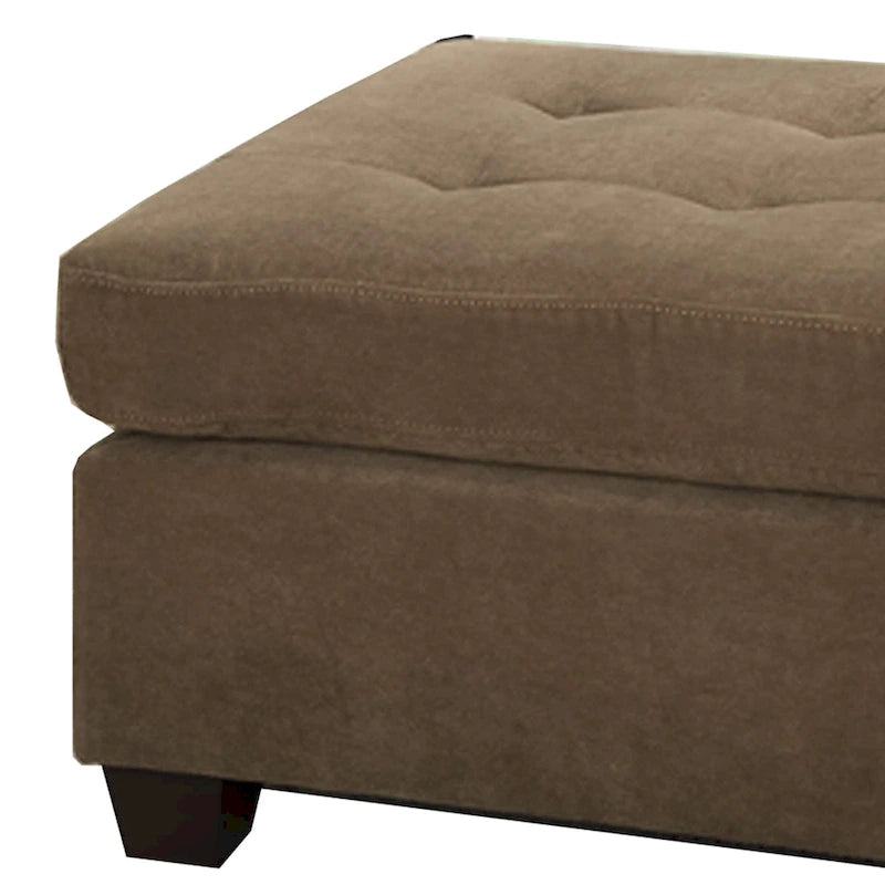 Pouf de cocktail en suède gaufré avec pieds carrés en bois — Marron clair, 91,4 cm L x 66 cm l x 50,8 cm H