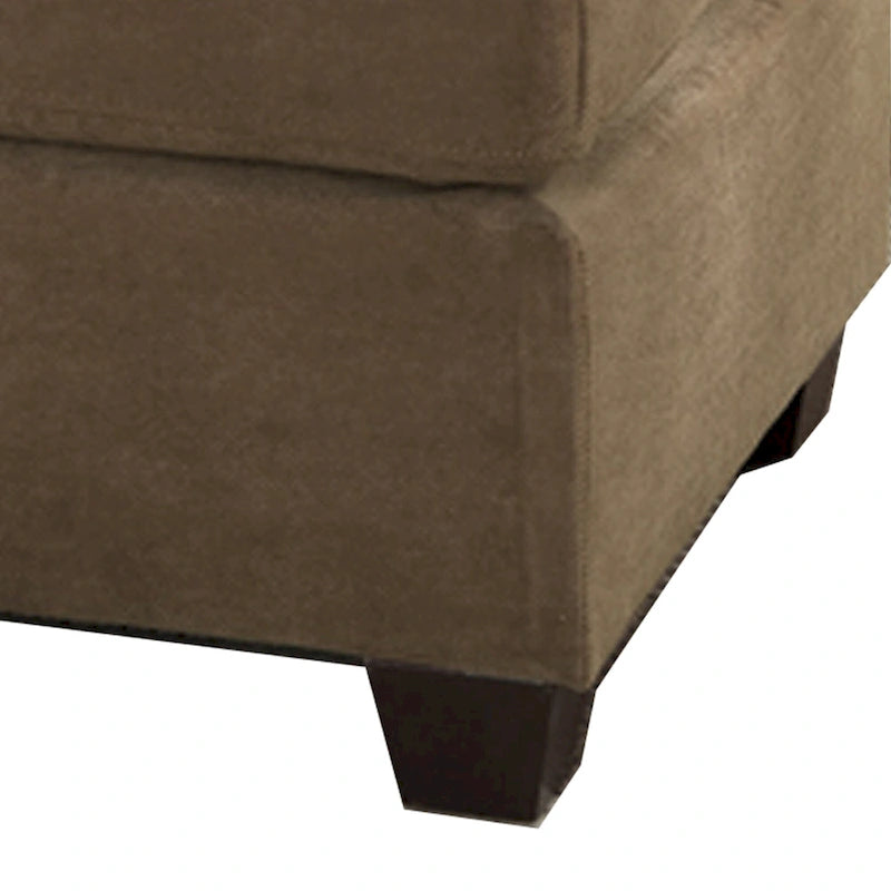 Pouf de cocktail en suède gaufré avec pieds carrés en bois — Marron clair, 91,4 cm L x 66 cm l x 50,8 cm H