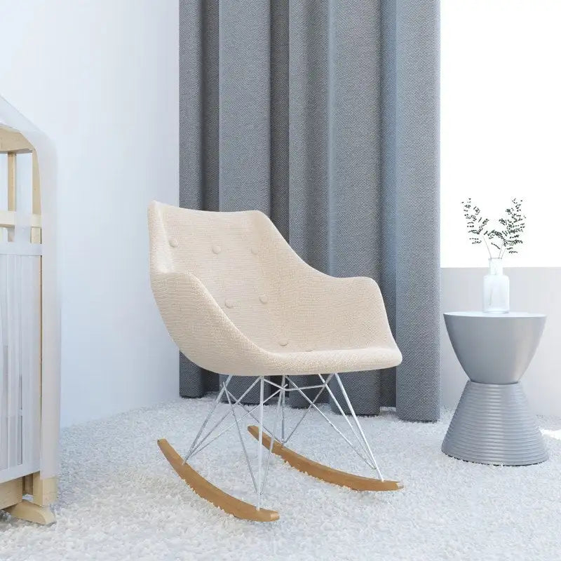 Fauteuil à bascule d'allaitement rembourré avec piètement Eiffel – Fauteuil d'appoint moderne