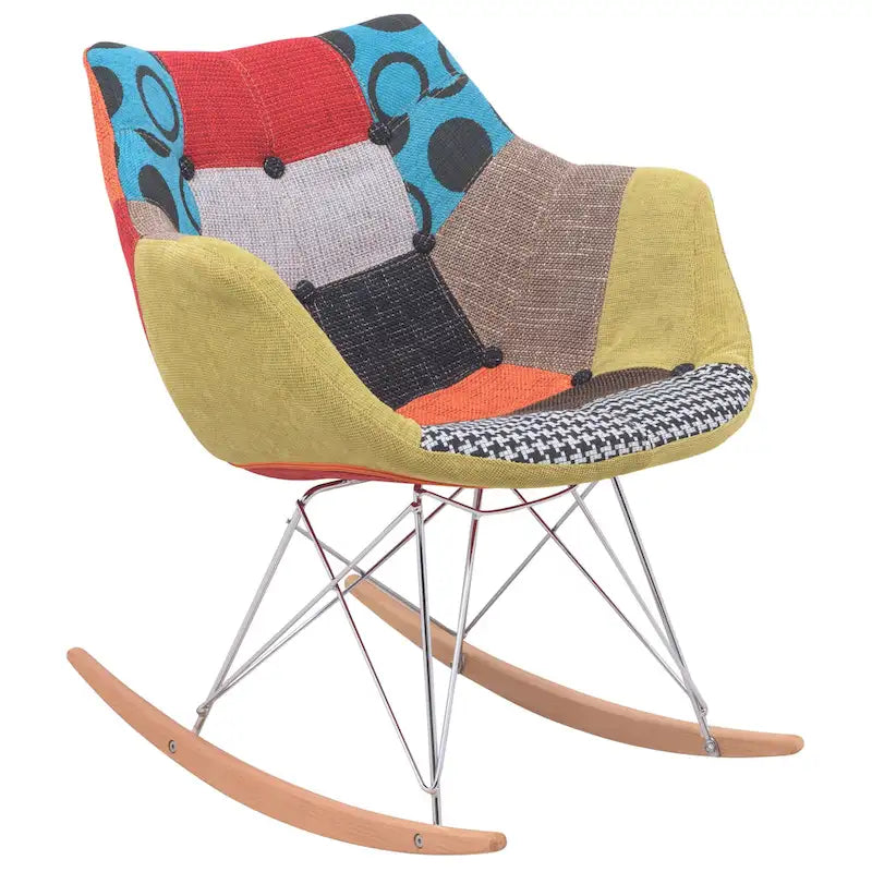 Fauteuil à bascule d'allaitement rembourré avec piètement Eiffel – Fauteuil d'appoint moderne