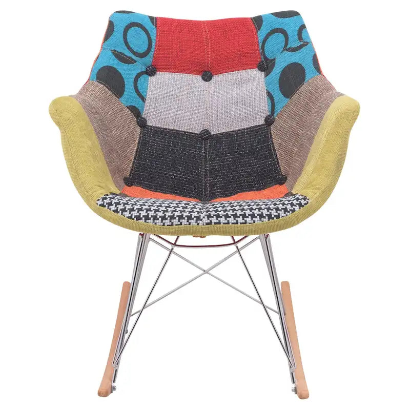 Fauteuil à bascule d'allaitement rembourré avec piètement Eiffel – Fauteuil d'appoint moderne