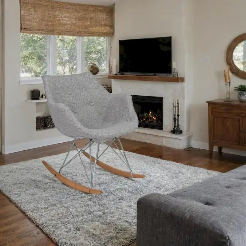 Fauteuil à bascule d'allaitement rembourré avec piètement Eiffel – Fauteuil d'appoint moderne