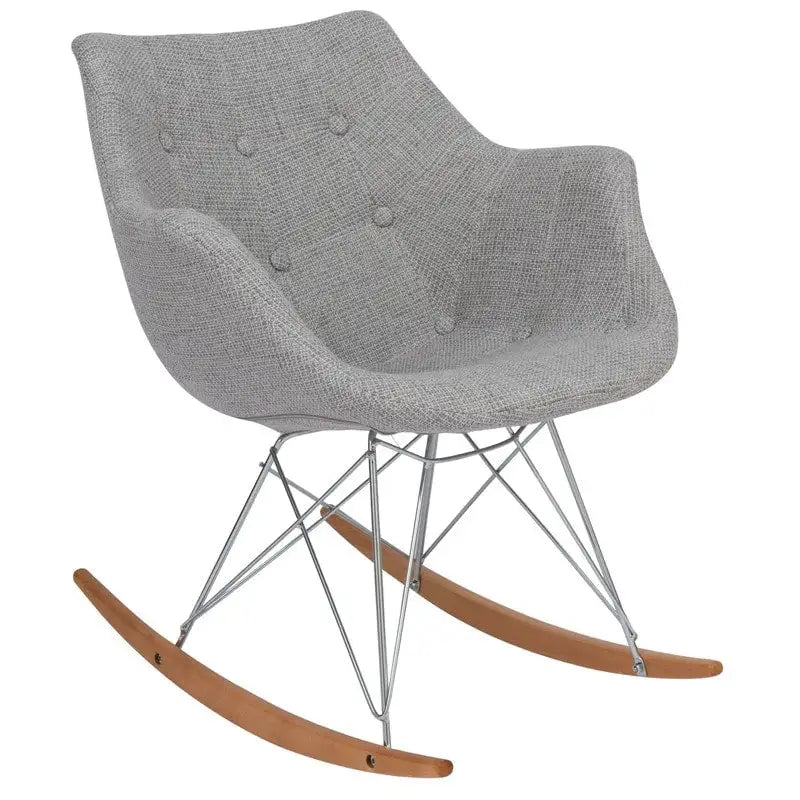 Fauteuil à bascule d'allaitement rembourré avec piètement Eiffel – Fauteuil d'appoint moderne