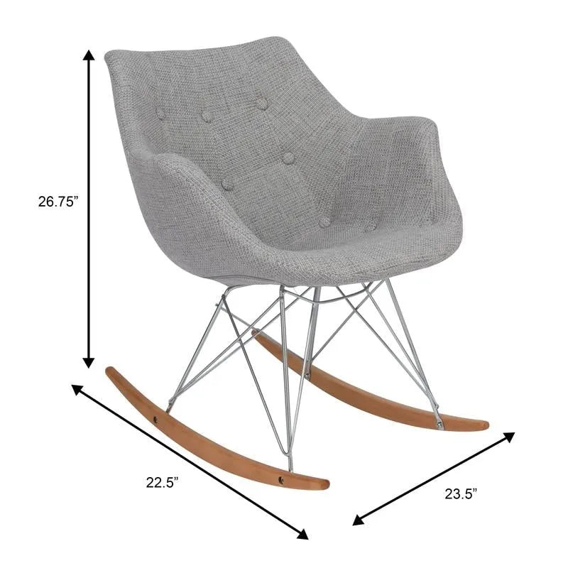 Fauteuil à bascule d'allaitement rembourré avec piètement Eiffel – Fauteuil d'appoint moderne