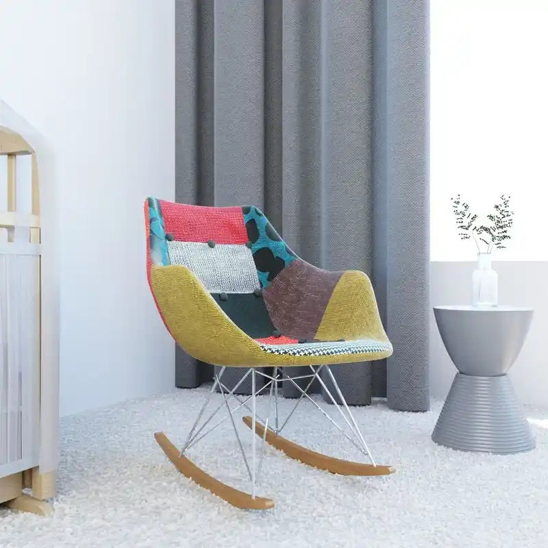 Fauteuil à bascule d'allaitement rembourré avec piètement Eiffel – Fauteuil d'appoint moderne