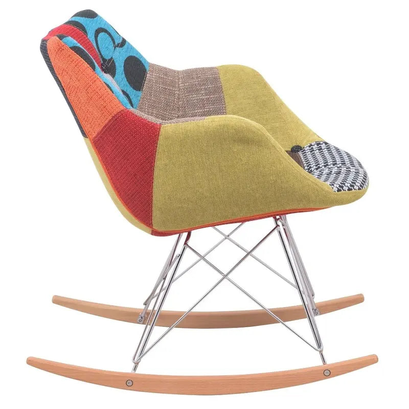 Fauteuil à bascule d'allaitement rembourré avec piètement Eiffel – Fauteuil d'appoint moderne