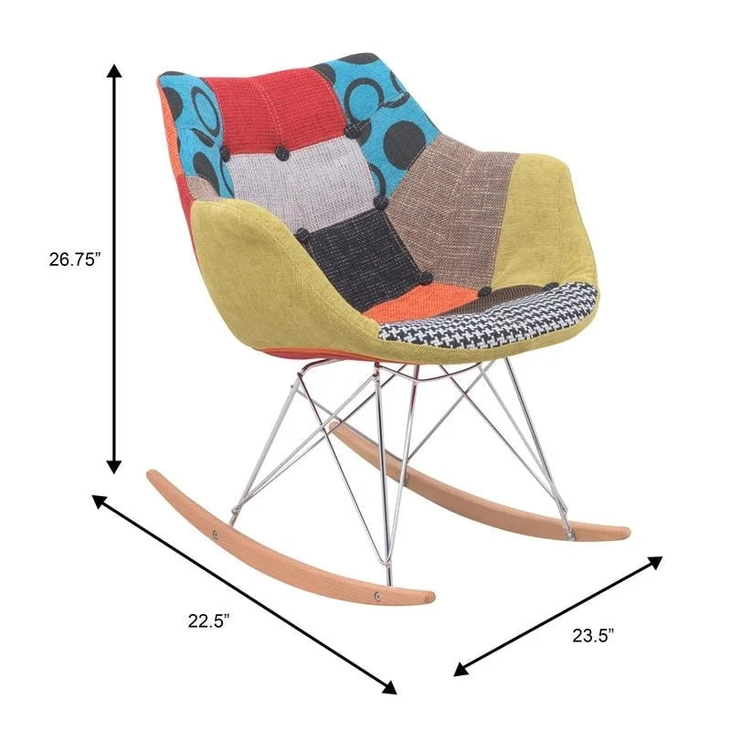 Fauteuil à bascule d'allaitement rembourré avec piètement Eiffel – Fauteuil d'appoint moderne