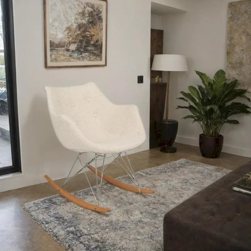 Fauteuil à bascule d'allaitement rembourré avec piètement Eiffel – Fauteuil d'appoint moderne