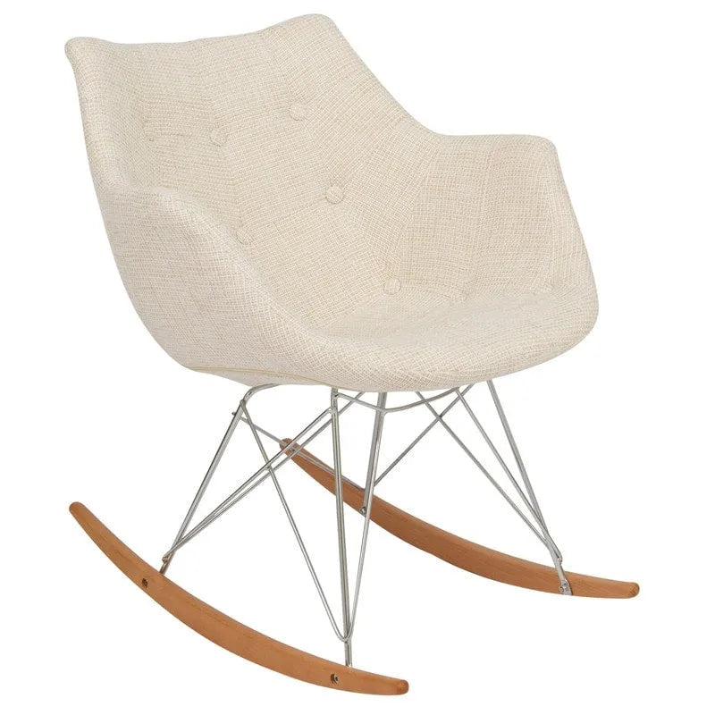Fauteuil à bascule d'allaitement rembourré avec piètement Eiffel – Fauteuil d'appoint moderne