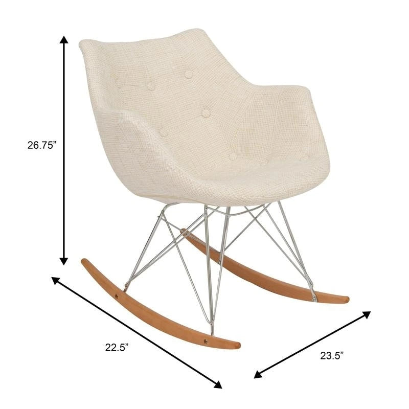 Fauteuil à bascule d'allaitement rembourré avec piètement Eiffel – Fauteuil d'appoint moderne