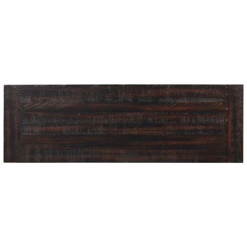 Console en bois vintage avec 3 tiroirs et 2 étagères ouvertes