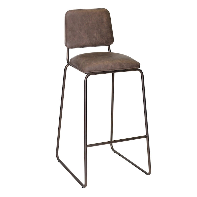 Tabouret de bar rétro du milieu du siècle avec assise en similicuir — Acier de qualité commerciale, hauteur comptoir et bar