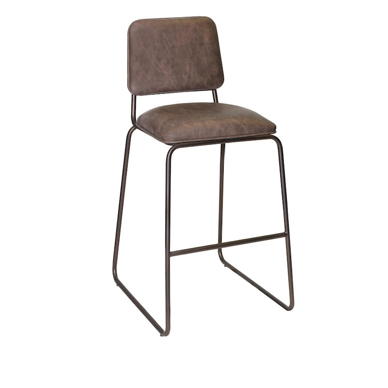Tabouret de bar rétro du milieu du siècle avec assise en similicuir — Acier de qualité commerciale, hauteur comptoir et bar