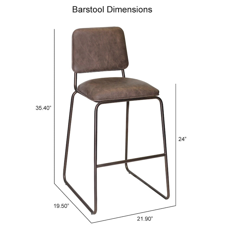 Tabouret de bar rétro du milieu du siècle avec assise en similicuir — Acier de qualité commerciale, hauteur comptoir et bar
