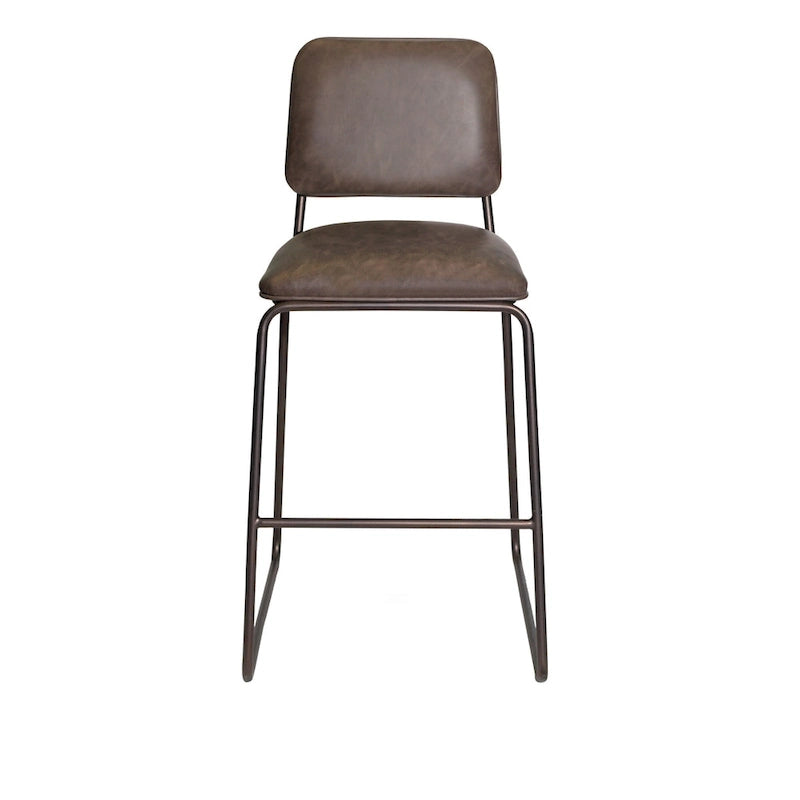 Tabouret de bar rétro du milieu du siècle avec assise en similicuir — Acier de qualité commerciale, hauteur comptoir et bar